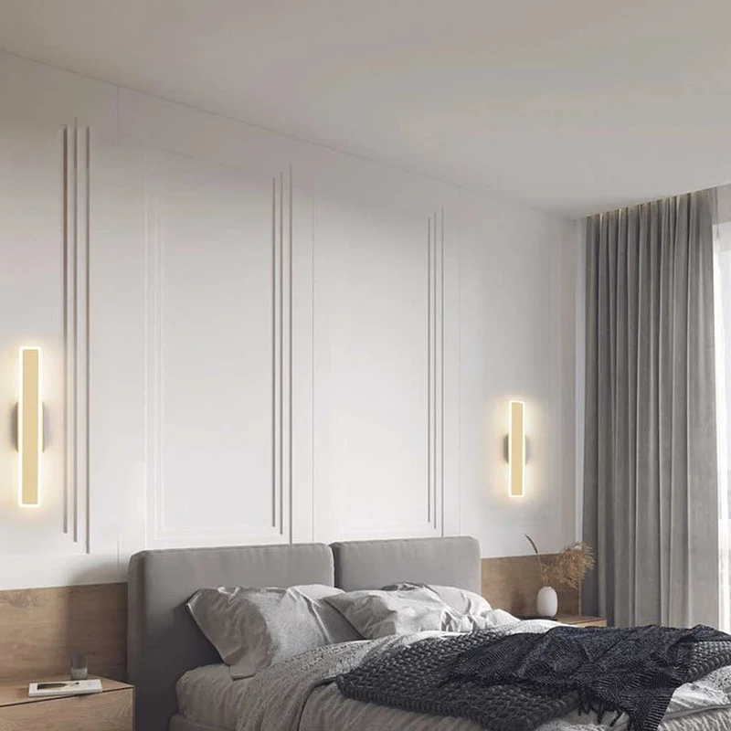 Wall Sconce Double Light Modern Unique Linear LED Bar, Black/Gold