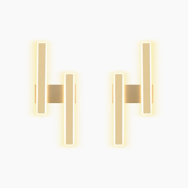 Wall Sconce Double Light Modern Unique Linear LED Bar, Black/Gold