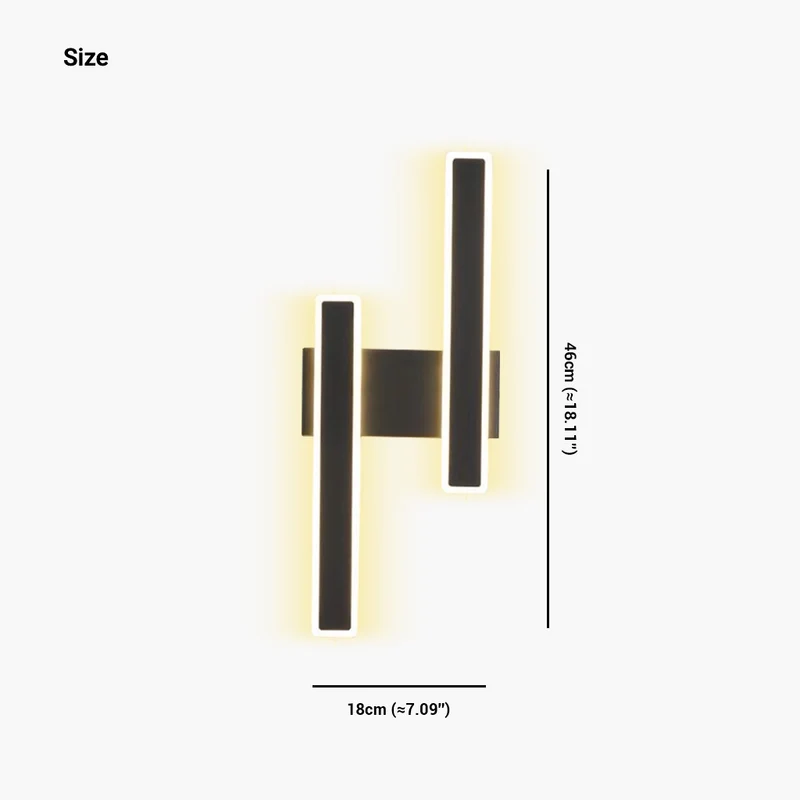 Wall Sconce Double Light Modern Unique Linear LED Bar, Black/Gold