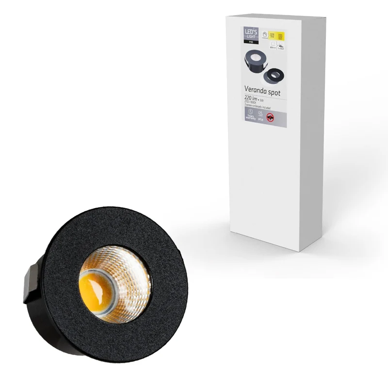 LED's Light PRO Mini-Einbaustrahler 3 cm - Für Vordächer, Veranden und abgehängte Decken - Dimmbar - Grau