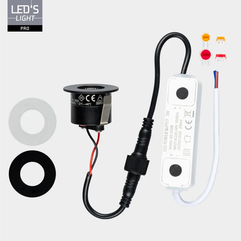 LED's Light PRO Mini-Einbaustrahler 3 cm - Für Vordächer, Veranden und abgehängte Decken - Dimmbar - Grau