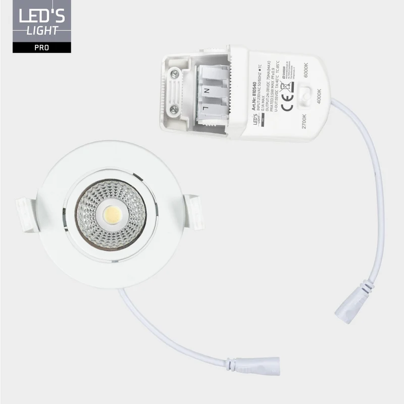 LED Spot 3,5W 560lm 2700/4000/6000K warmweiß/neutralweiß/kaltweiß IP65 Weiß - LED's Light Pro