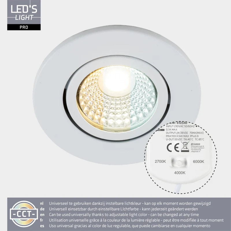 LED Spot 3,5W 560lm 2700/4000/6000K warmweiß/neutralweiß/kaltweiß IP65 Weiß - LED's Light Pro