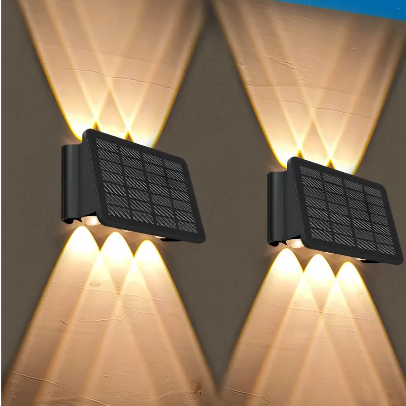 Moderne LED-Solar-Außenwandleuchte Schwarz IP65