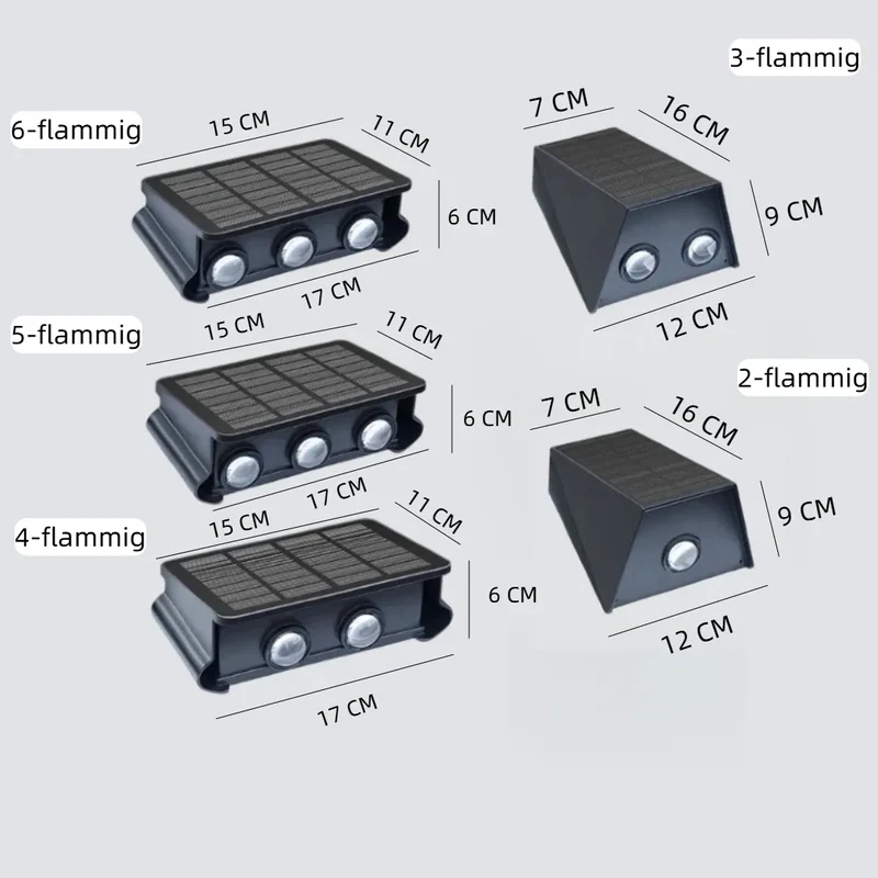 Moderne LED-Solar-Außenwandleuchte Schwarz IP65