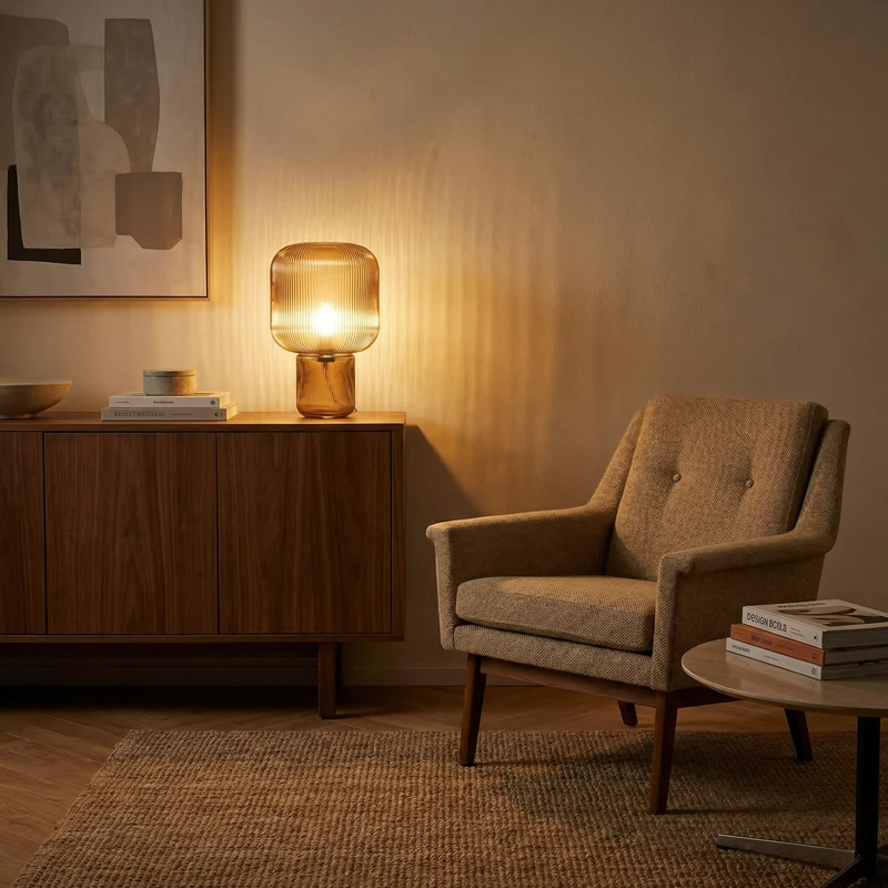 Minimalistische Glas-Tischlampe für Schlafzimmer – Armoniqui