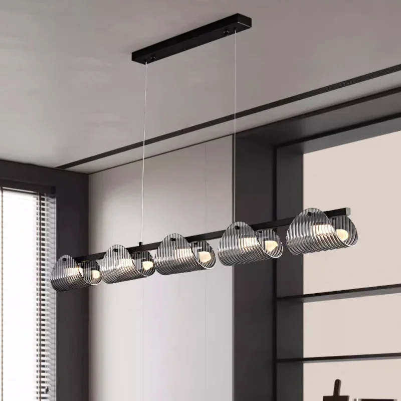 Graue Rauchglas-Pendelleuchte für Esszimmer – Orvelia