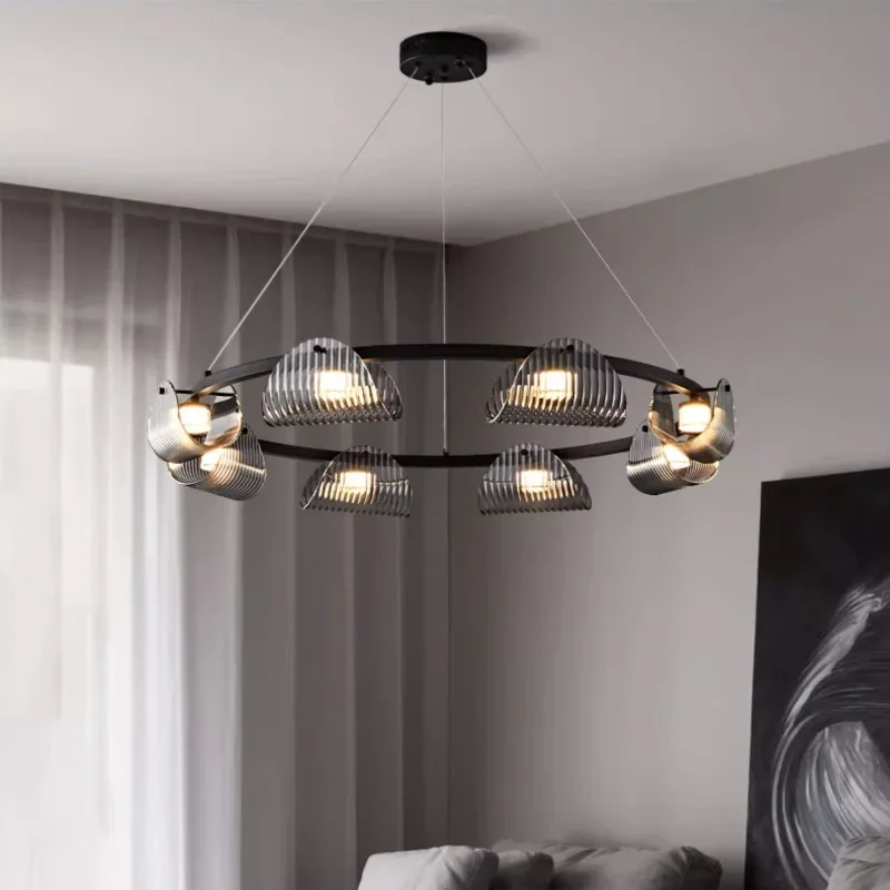Graue Rauchglas-Pendelleuchte für Esszimmer – Orvelia
