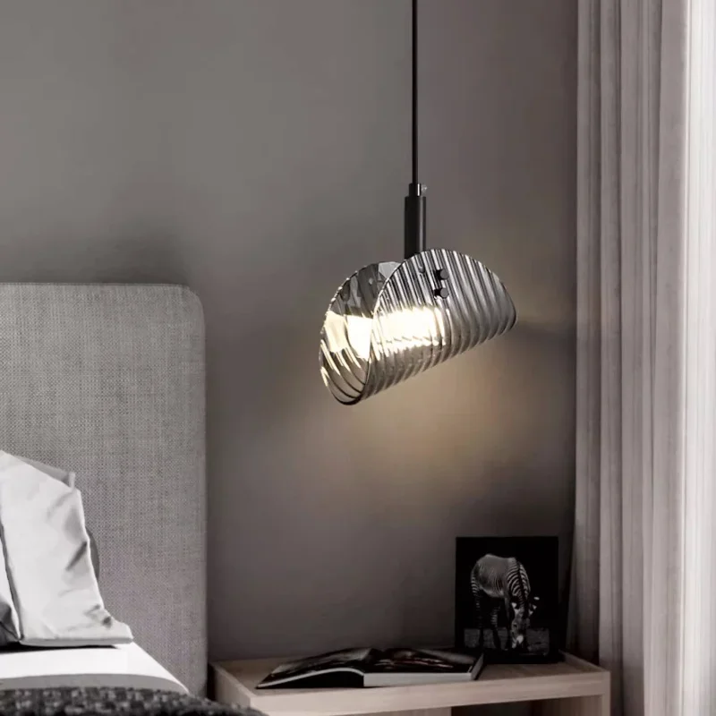 Graue Rauchglas-Pendelleuchte für Esszimmer – Orvelia