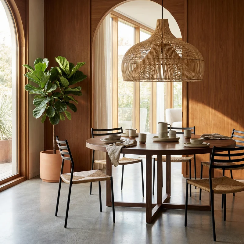 Japanischer Rattan-Hängeleuchte für Küche und Schlafzimmer – Zénithri