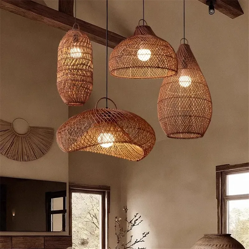 Japanischer Rattan-Hängeleuchte für Küche und Schlafzimmer – Zénithri
