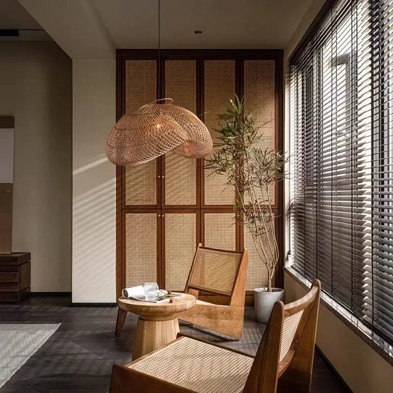 Japanischer Rattan-Hängeleuchte für Küche und Schlafzimmer – Zénithri