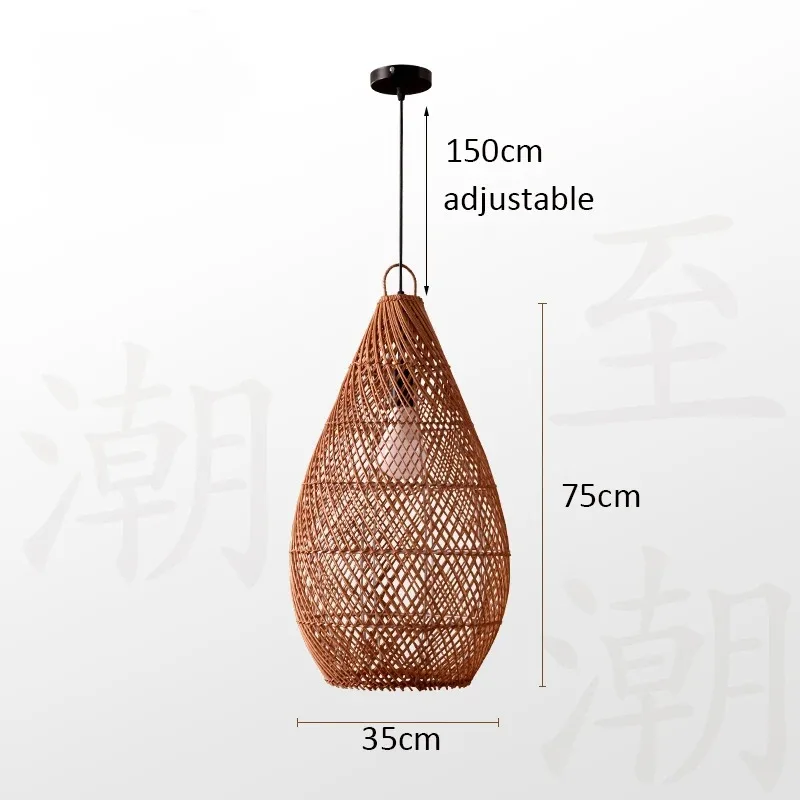 Japanischer Rattan-Hängeleuchte für Küche und Schlafzimmer – Zénithri