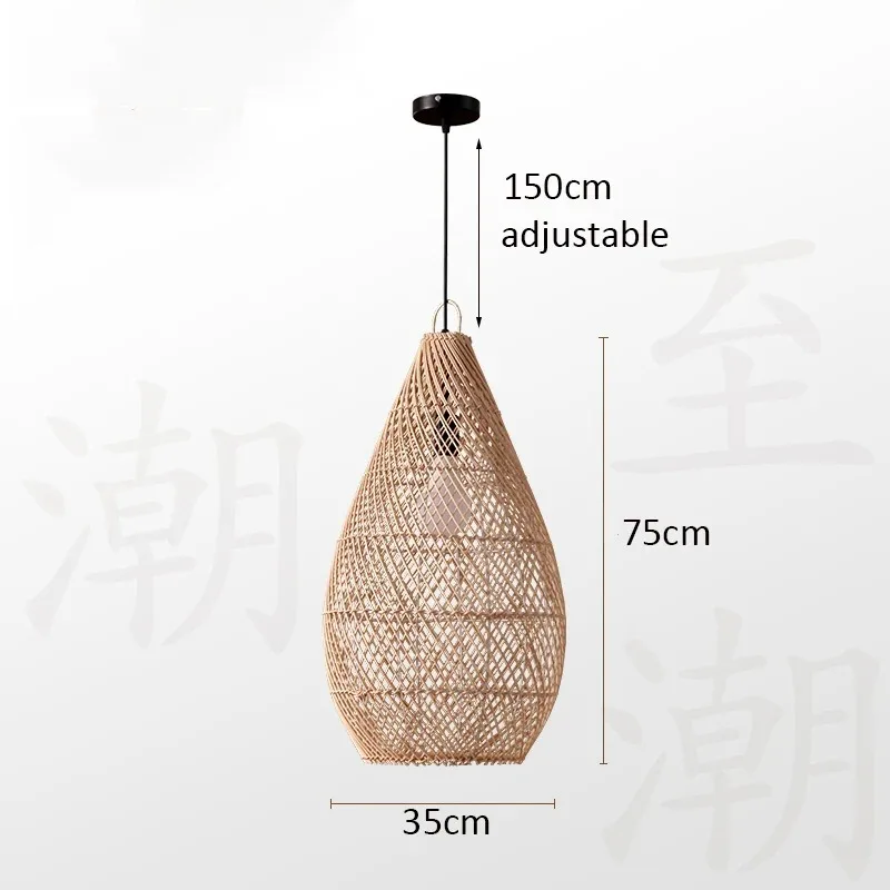 Japanischer Rattan-Hängeleuchte für Küche und Schlafzimmer – Zénithri