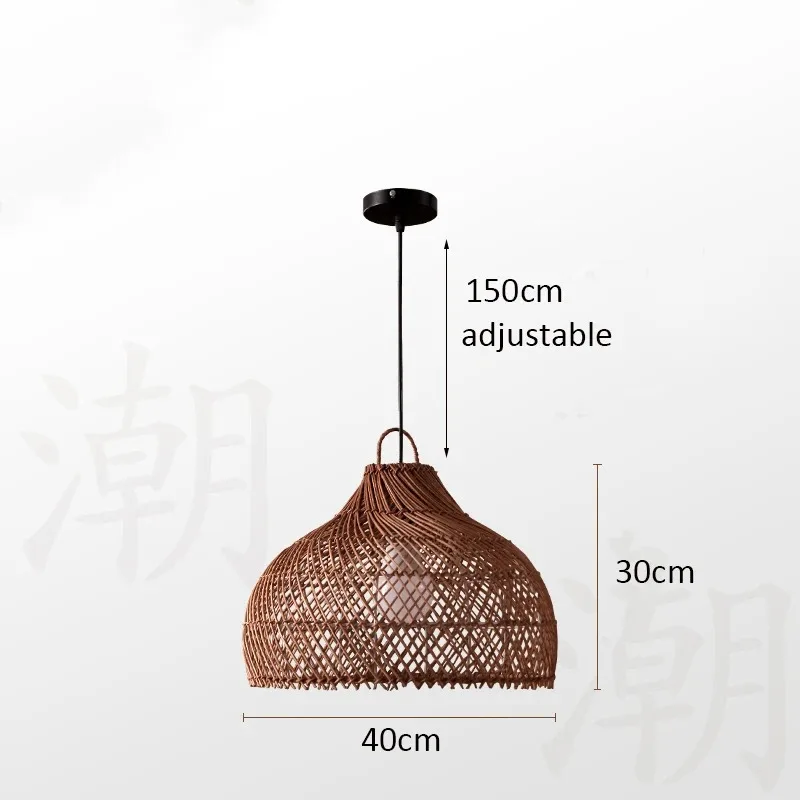 Japanischer Rattan-Hängeleuchte für Küche und Schlafzimmer – Zénithri