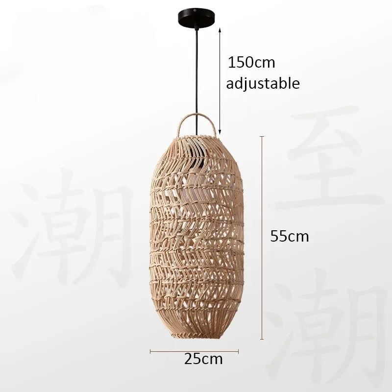Japanischer Rattan-Hängeleuchte für Küche und Schlafzimmer – Zénithri