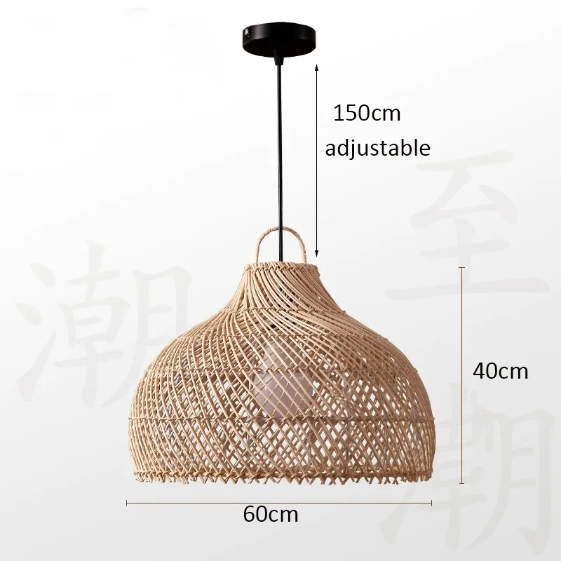 Japanischer Rattan-Hängeleuchte für Küche und Schlafzimmer – Zénithri