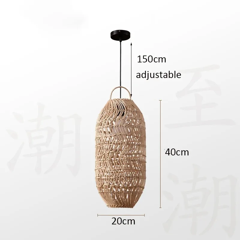 Japanischer Rattan-Hängeleuchte für Küche und Schlafzimmer – Zénithri