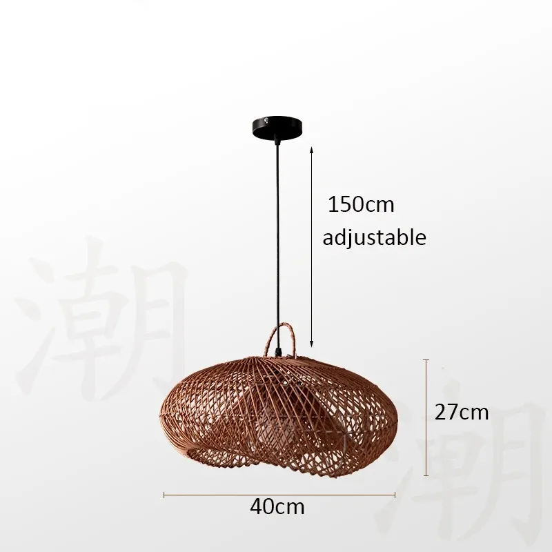 Japanischer Rattan-Hängeleuchte für Küche und Schlafzimmer – Zénithri