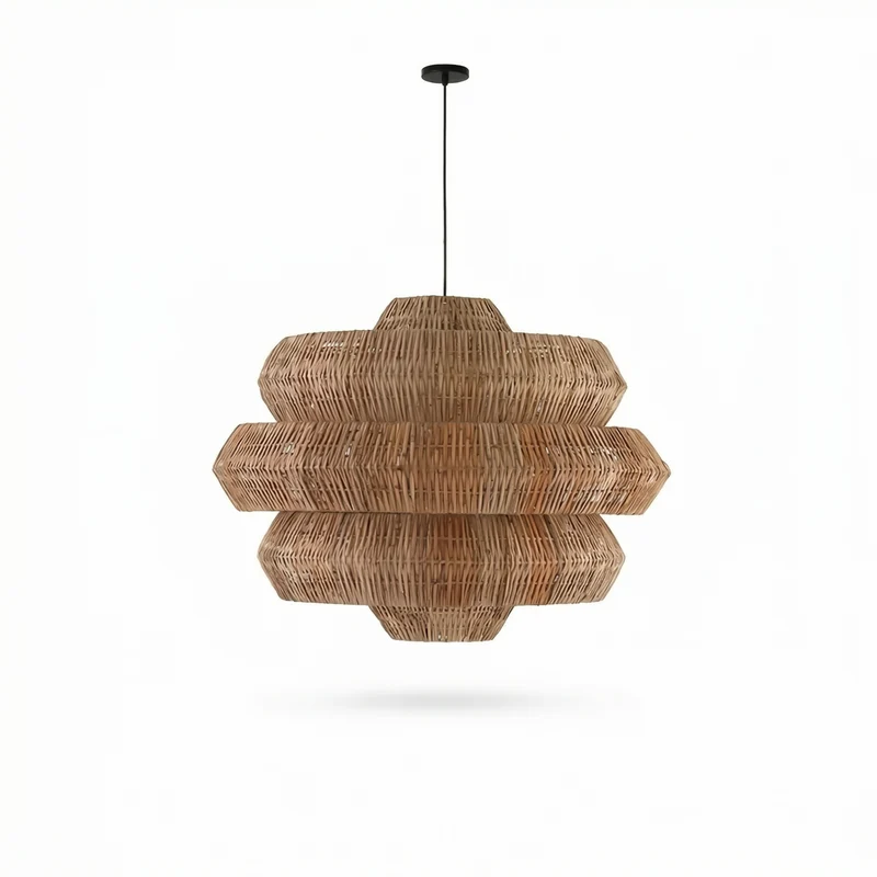 Geflochtene Rattan-Hängelampe im Wabi-Sabi-Stil für Esszimmer – Naiadis