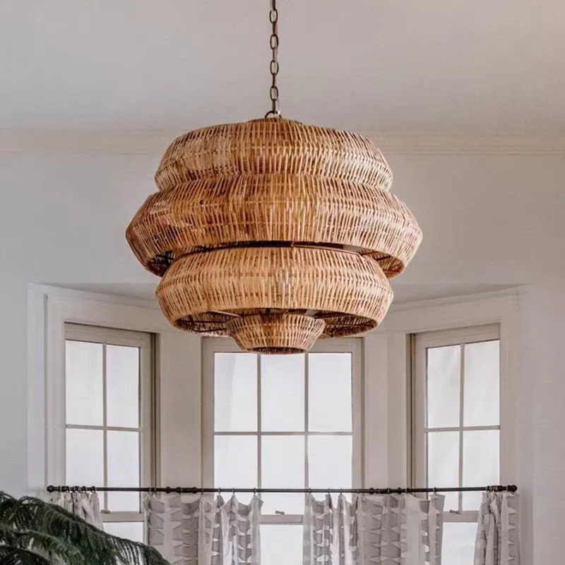Geflochtene Rattan-Hängelampe im Wabi-Sabi-Stil für Esszimmer – Naiadis