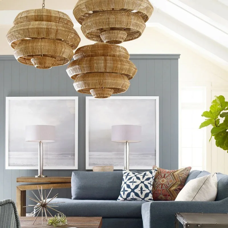Geflochtene Rattan-Hängelampe im Wabi-Sabi-Stil für Esszimmer – Naiadis