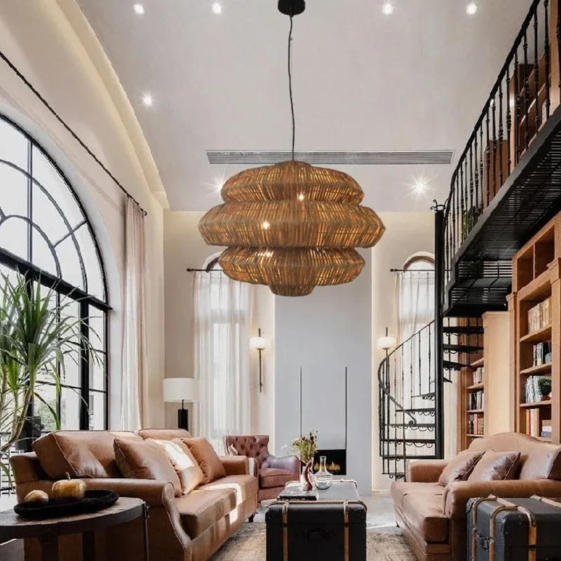 Geflochtene Rattan-Hängelampe im Wabi-Sabi-Stil für Esszimmer – Naiadis