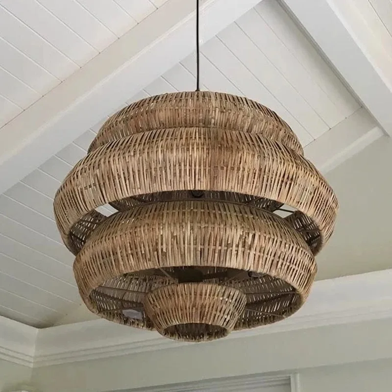 Geflochtene Rattan-Hängelampe im Wabi-Sabi-Stil für Esszimmer – Naiadis