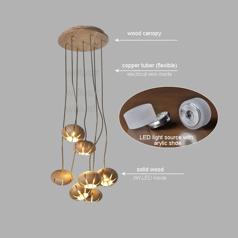 Florale Holz-Hängelampe für elegante Räume – Orvaline