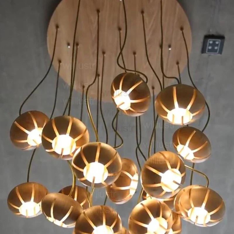 Florale Holz-Hängelampe für elegante Räume – Orvaline