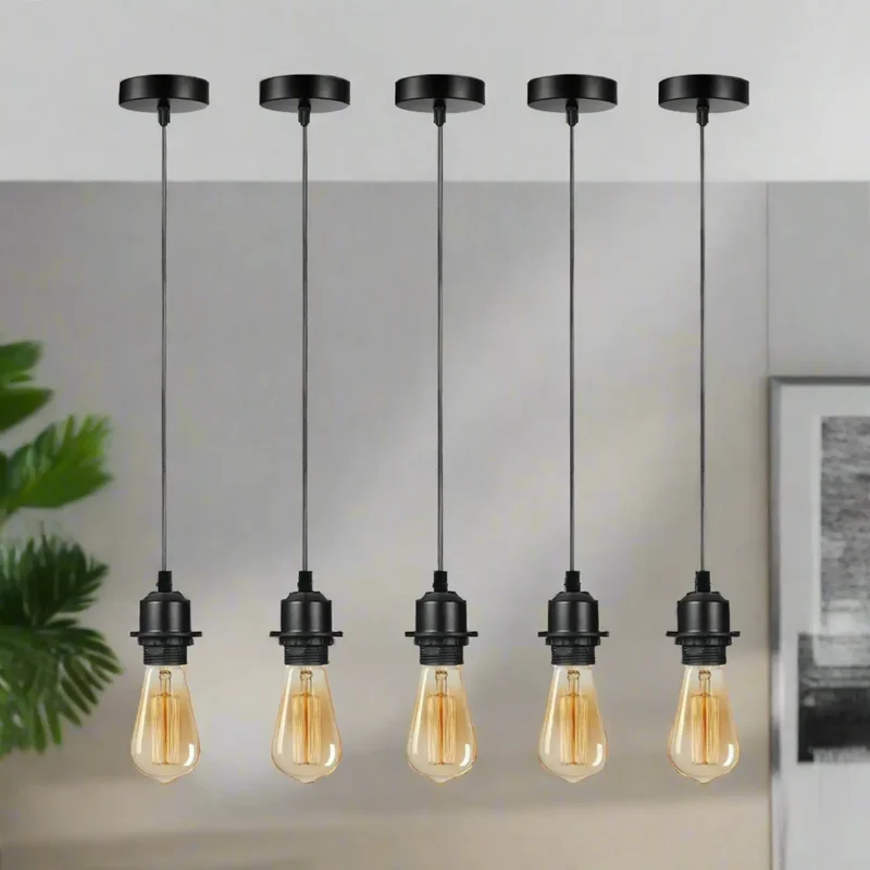 5 Stück Pendelleuchte E27 Vintage DIY Hängeleuchte ~3395