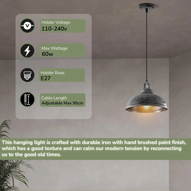 LEDSone Moderne Vintage-Pendelleuchte – Industrielle Deckenlampe ~ 3361