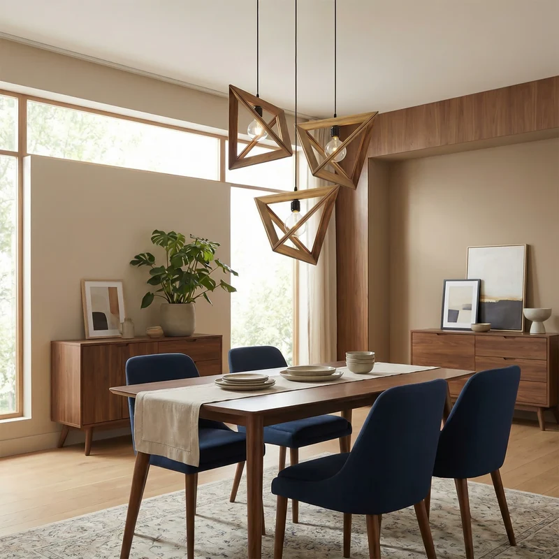 Art-Déco-Hängelampe aus geschnitztem Holz – Lumysa