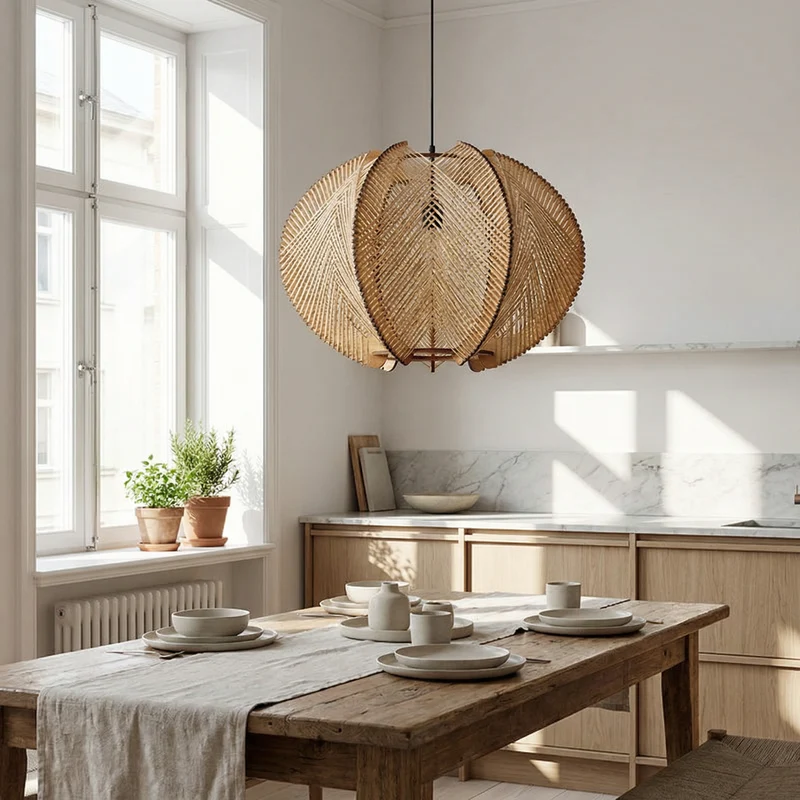 Hängelampe Holz Bambus Nordischer Stil – Calyne
