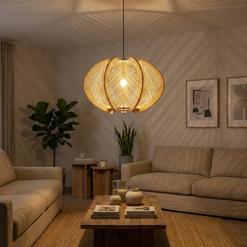 Hängelampe Holz Bambus Nordischer Stil – Calyne