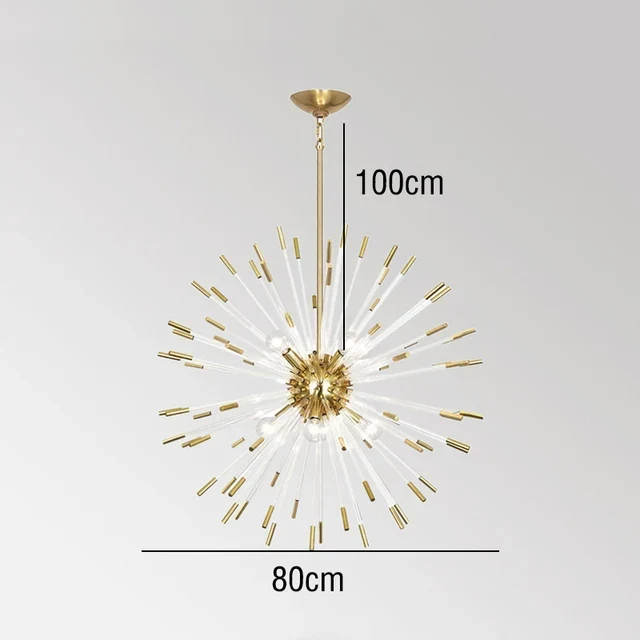 Moderner Kronleuchter aus goldenem Metall und Kristallglas für Wohnzimmer – Stellario