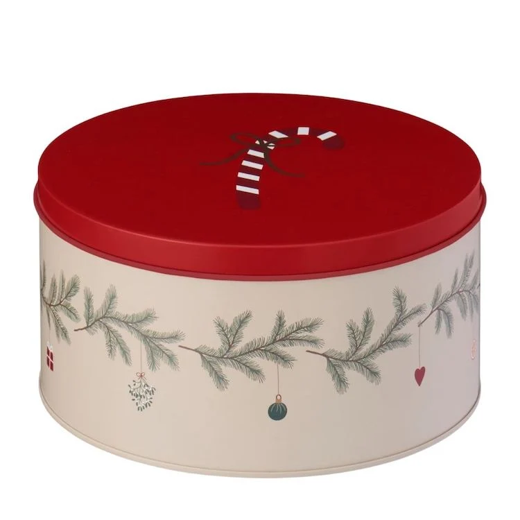 Ib Laursen Plätzchendose Weihnachtsgirlande rund beige