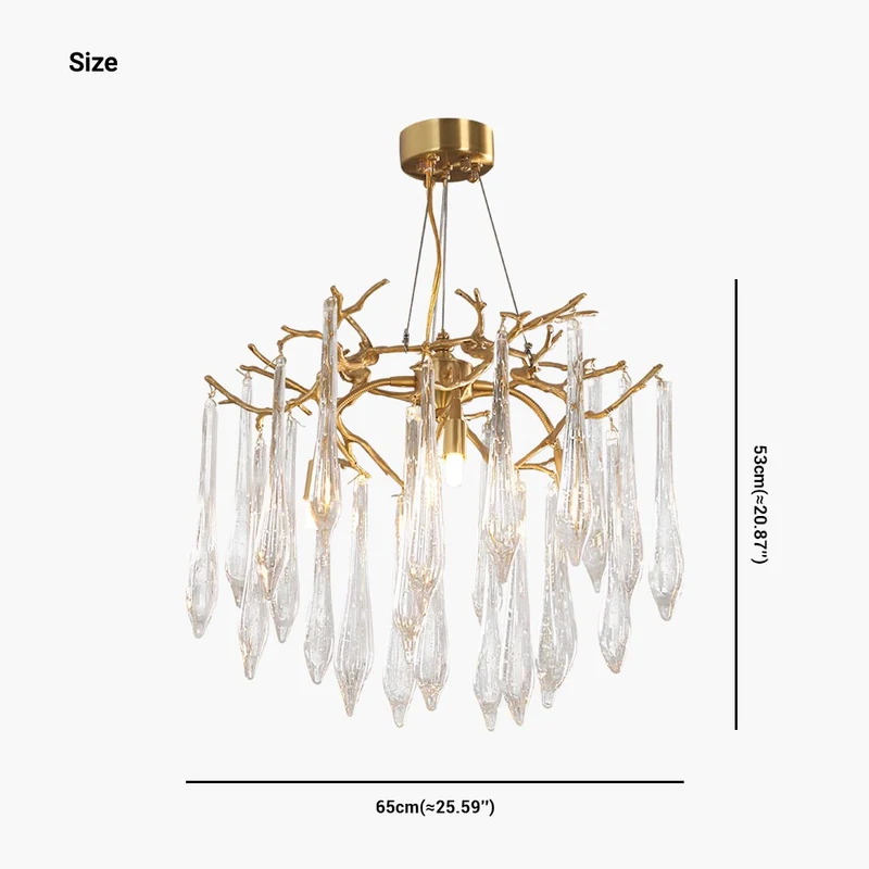 Chandelier Elegant Luxury Branch Brass Crystal Drop