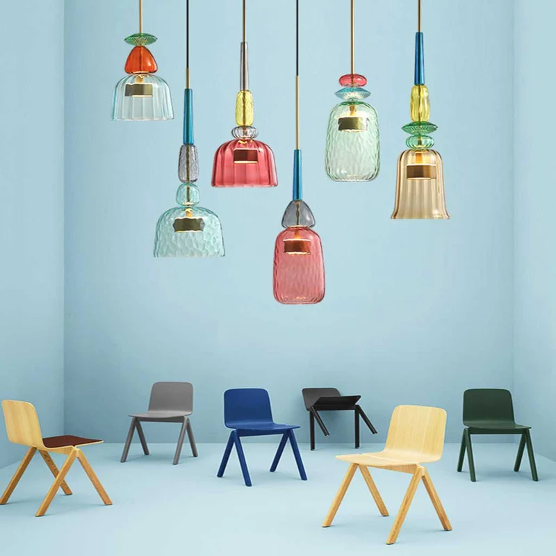 Pendant Light Nordic Colorful Stained Glass Bell