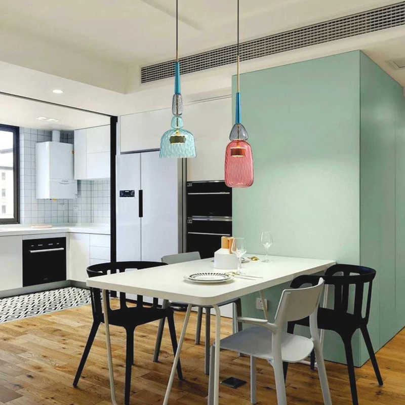 Pendant Light Nordic Colorful Stained Glass Bell