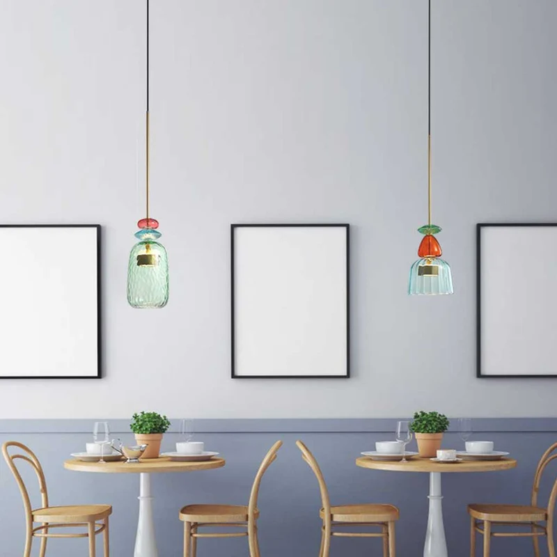 Pendant Light Nordic Colorful Stained Glass Bell