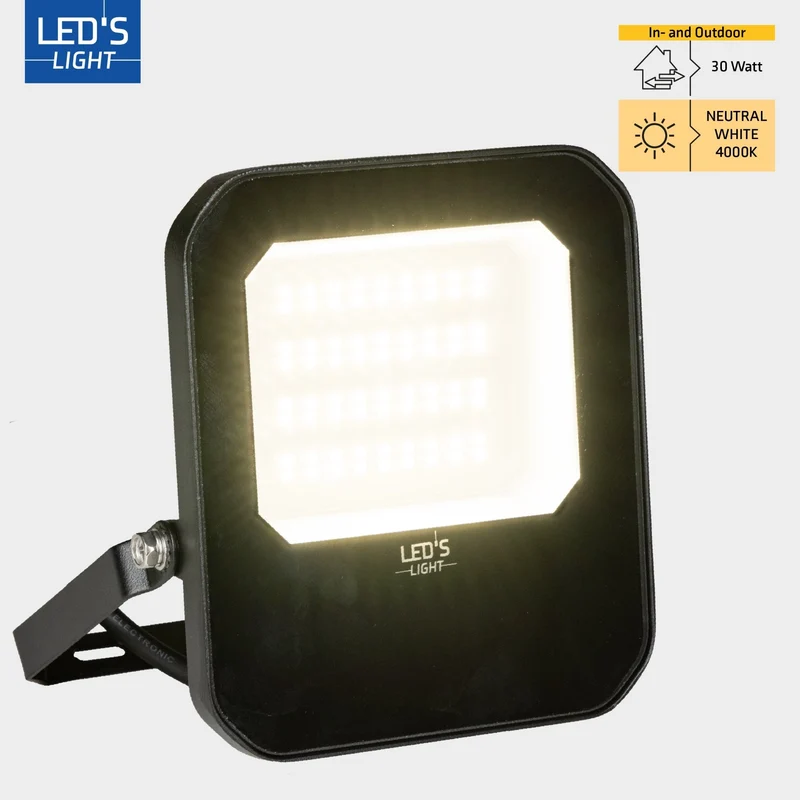 LED Flutlicht IK07 30W 4200lm 4000K neutralweiß IP65 Schwarz - LED's Light