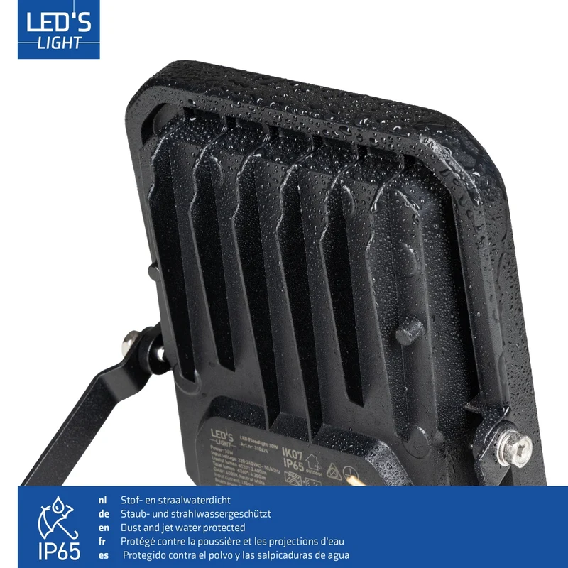 LED Flutlicht IK07 30W 4200lm 4000K neutralweiß IP65 Schwarz - LED's Light