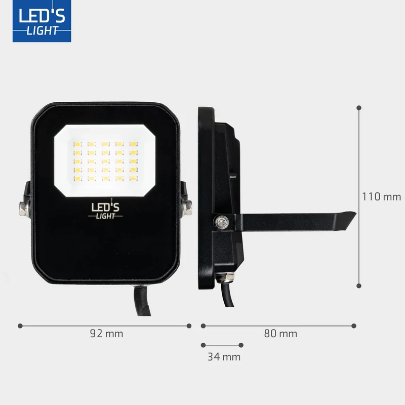 LED Flutlicht IK06 10W 1400lm 4000K neutralweiß IP65 Schwarz - LED's Light