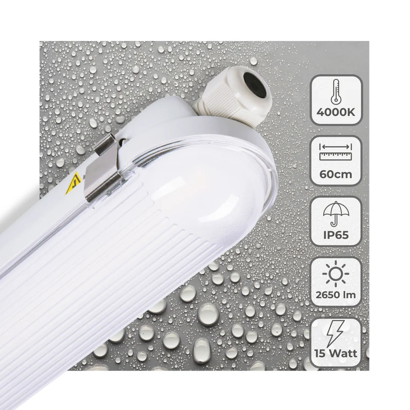 Philips LED-Leuchtstoffröhrenleiste, 60 cm – verbindbar – Energieeffizienzklasse B – IP65 wasserdicht – 2650 lm – 175 lm/W
