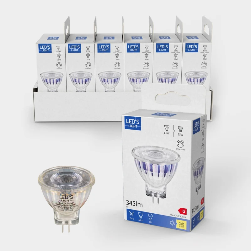 LED SMD Lampe MR11 GU4 4,5W 345lm 2700K warmweiß Klar Weiß - LED's Light