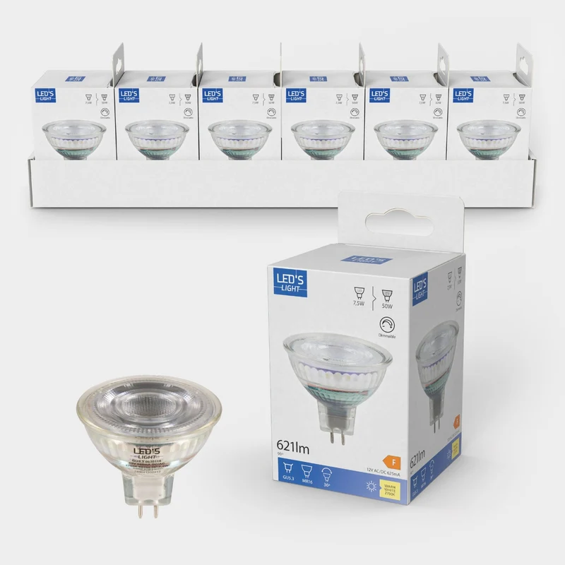 LED SMD Lampe MR16 GU5,3 7,5W 621lm 2700K warmweiß Klar - LED's Light