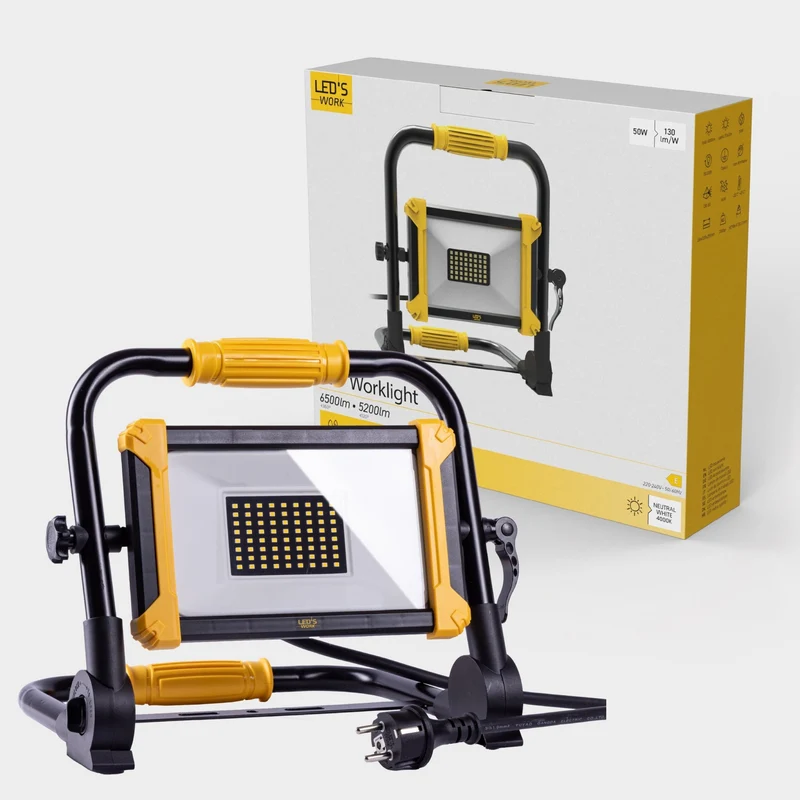 LED AC Arbeitsleuchte 50W 6500lm 4000K neutralweiß IP65 Schwarz Gelb - LED's Work