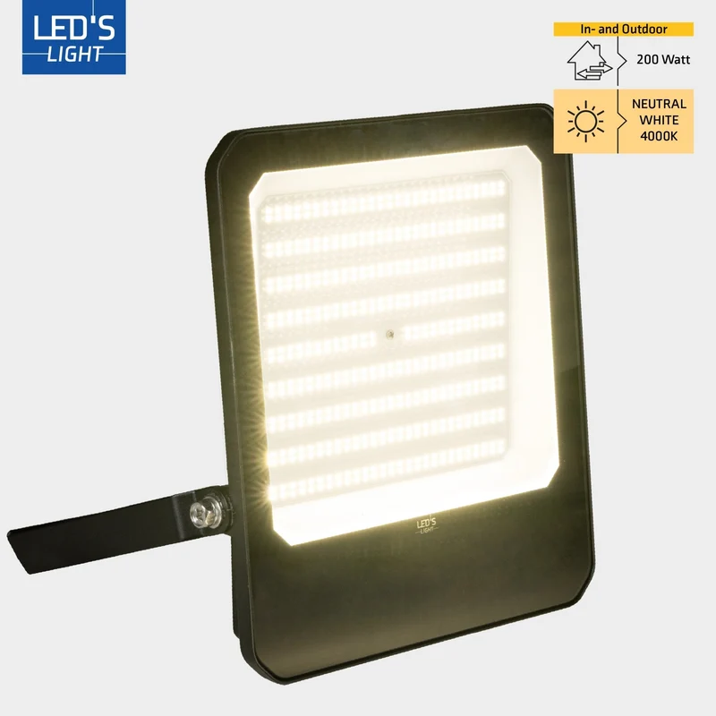 LED Flutlicht 200W 28000lm 4000K neutralweiß IP65 Schwarz - LED's Light