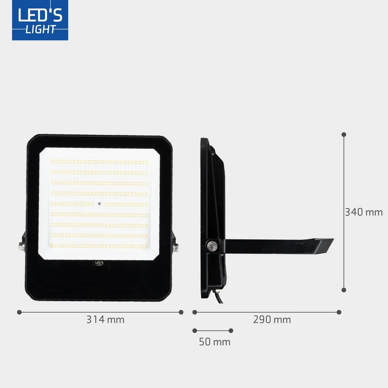 LED Flutlicht 200W 28000lm 4000K neutralweiß IP65 Schwarz - LED's Light